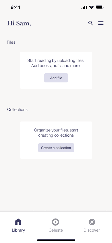 Empty state screen