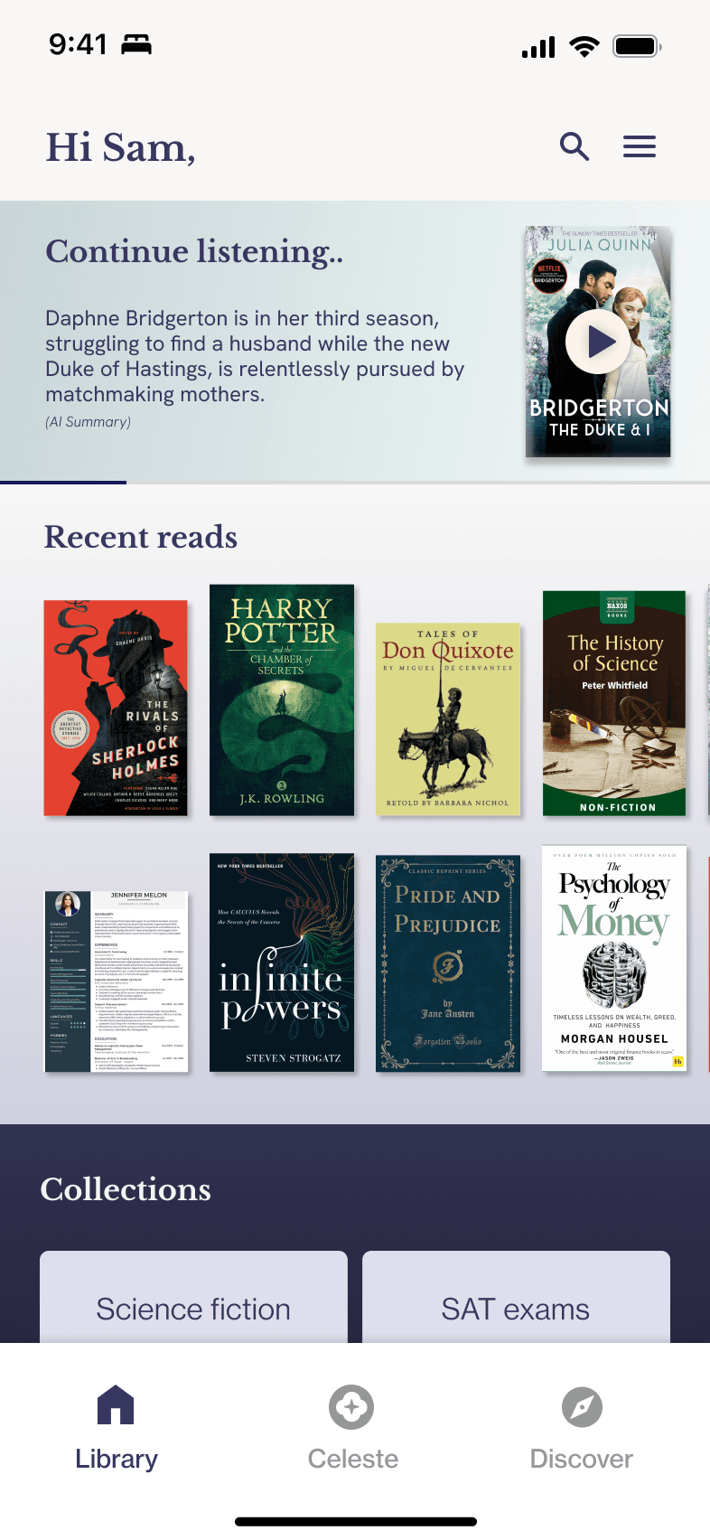 Library screen